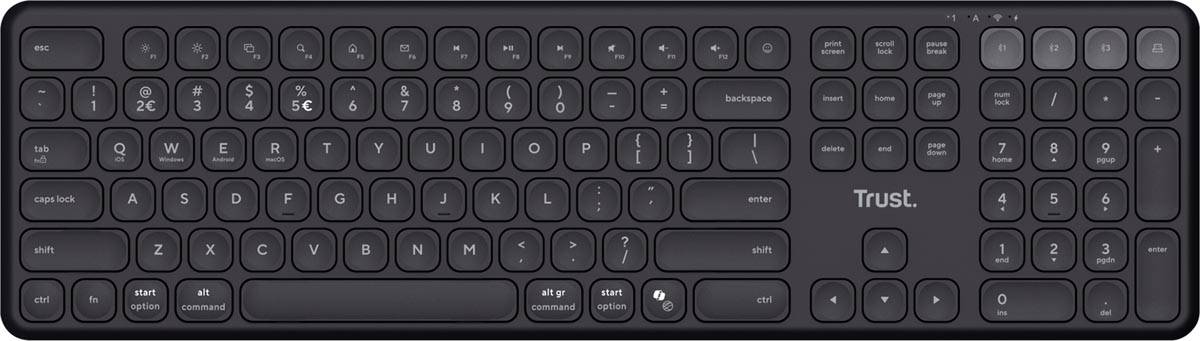 Trust Vaiya draadloos toetsenbord, multi-device, azerty