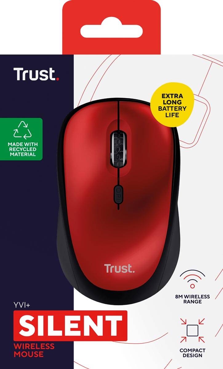 Trust YVI+ draadloze muis Eco, rood