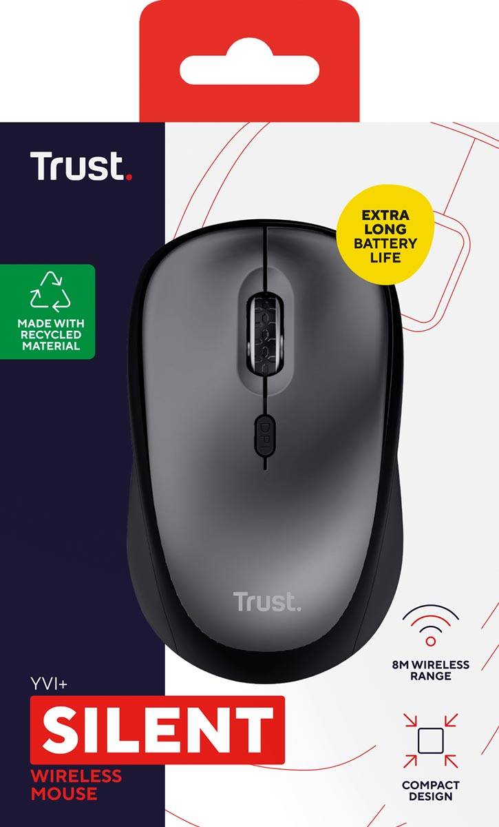 Trust YVI+ draadloze muis Eco, zwart