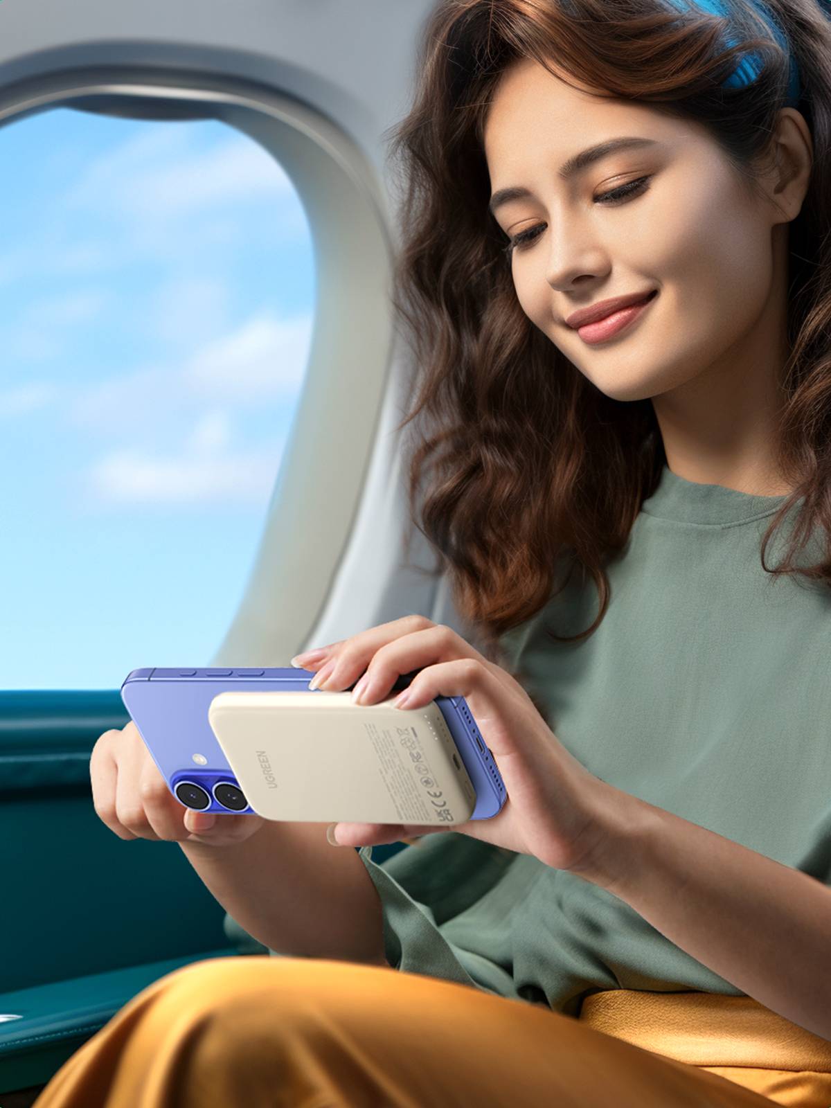 Ugreen 25207 powerbank 5000 mAh Draadloos opladen Zwart