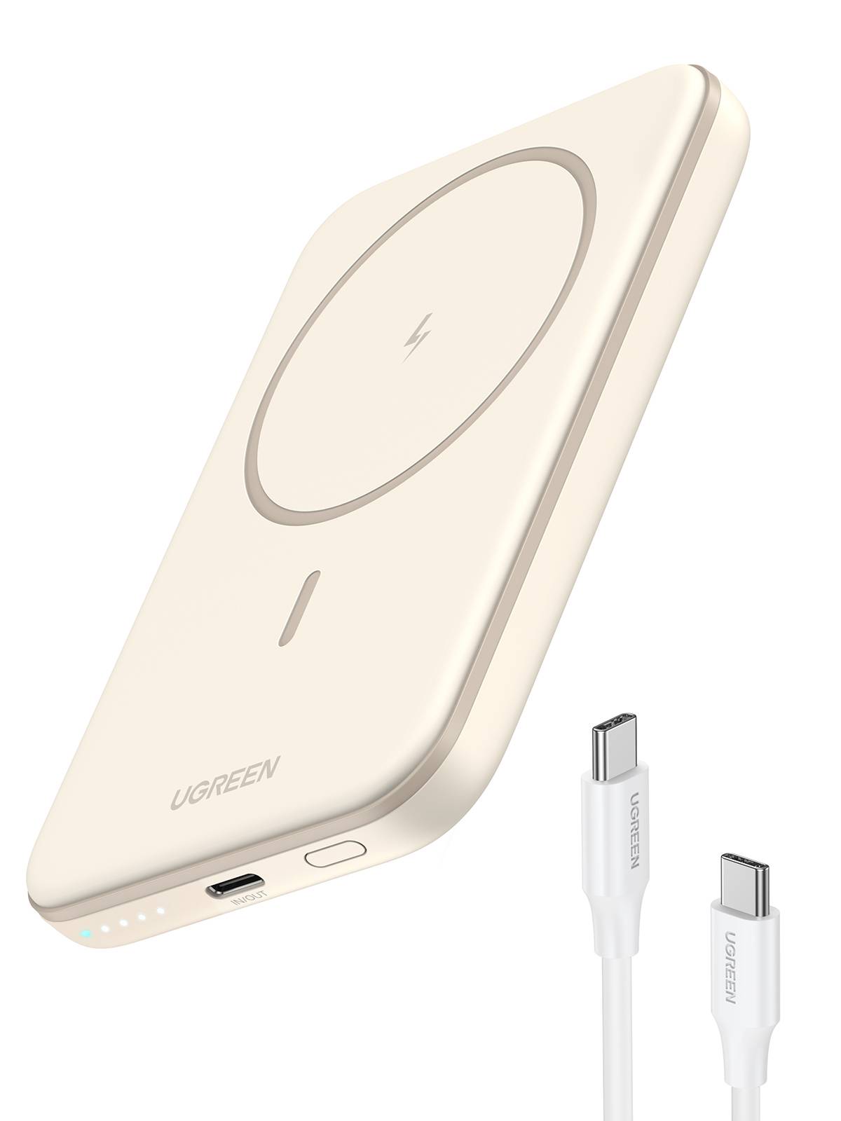 Ugreen 25207 powerbank 5000 mAh Draadloos opladen Zwart
