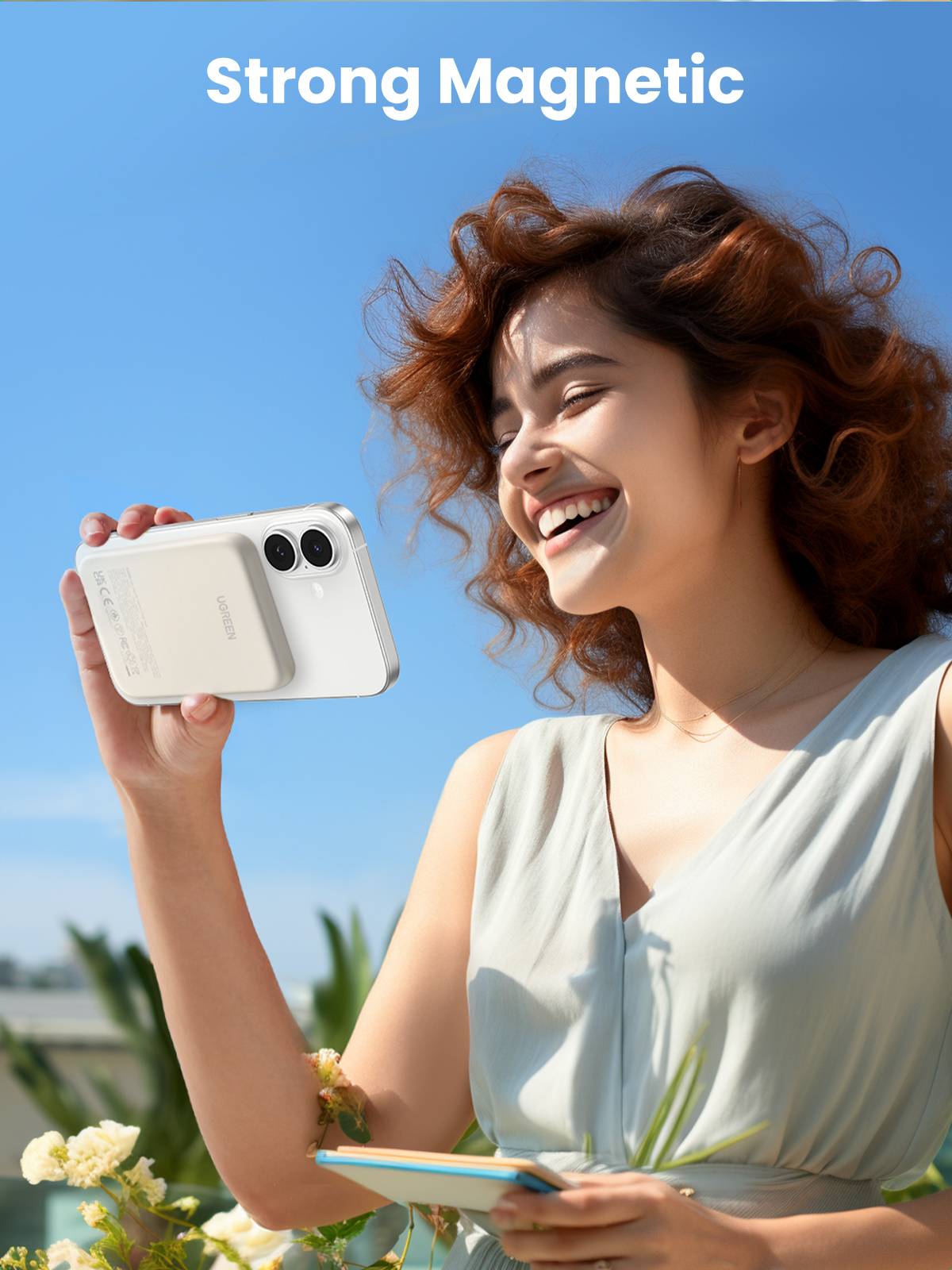 Ugreen 25207 powerbank 5000 mAh Draadloos opladen Zwart