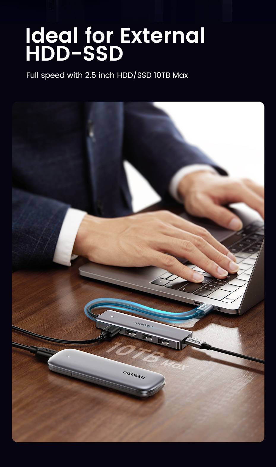 Ugreen 70336 interface hub USB 3.2 Gen 1 (3.1 Gen 1) Type-C 5000 Mbit/s