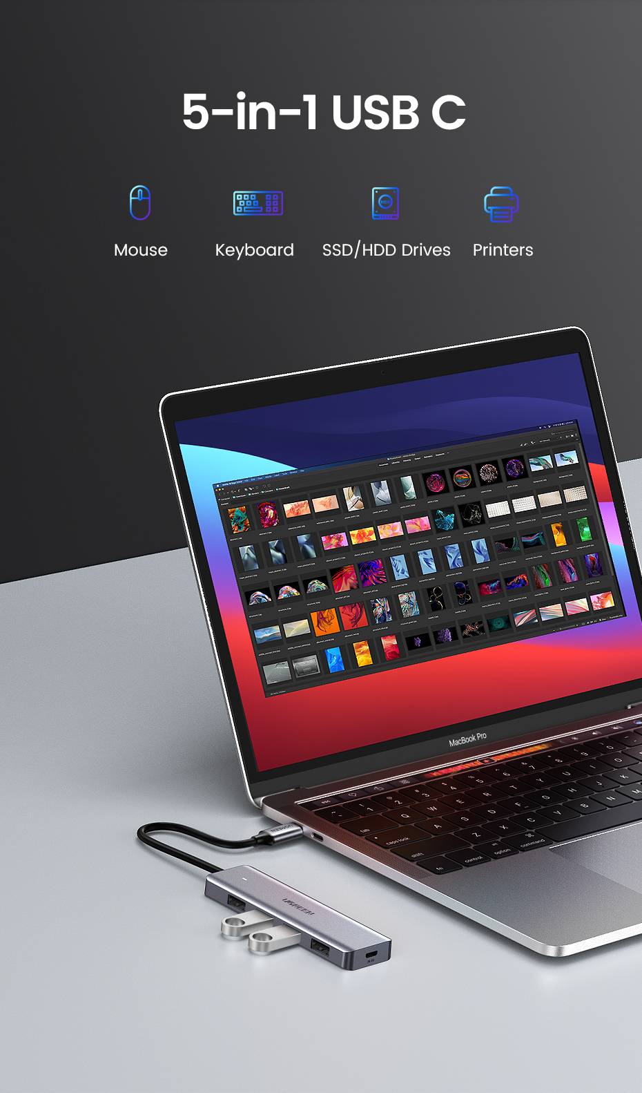 Ugreen 70336 interface hub USB 3.2 Gen 1 (3.1 Gen 1) Type-C 5000 Mbit/s