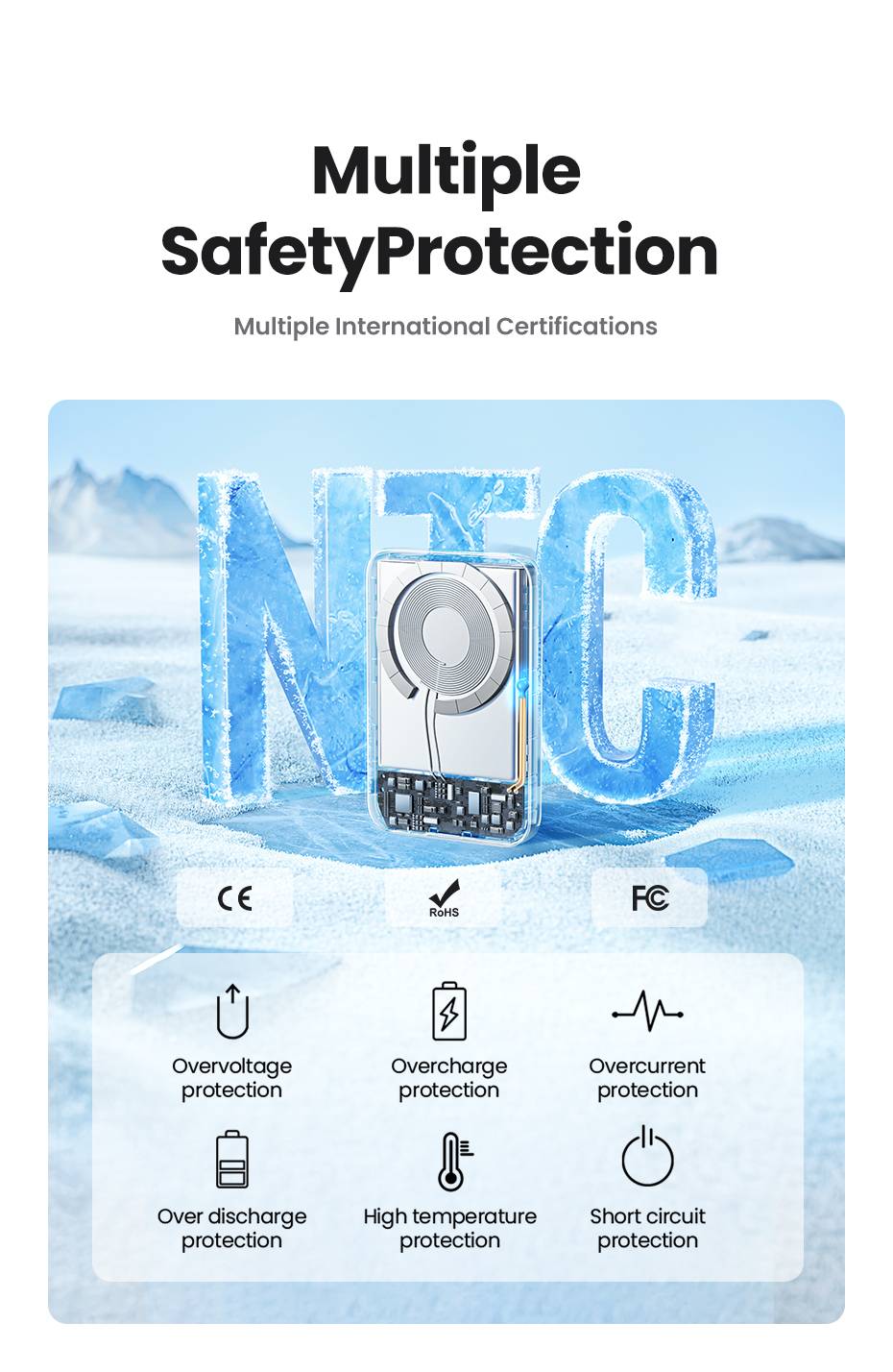 Ugreen 25208 powerbank 10000 mAh Draadloos opladen Beige