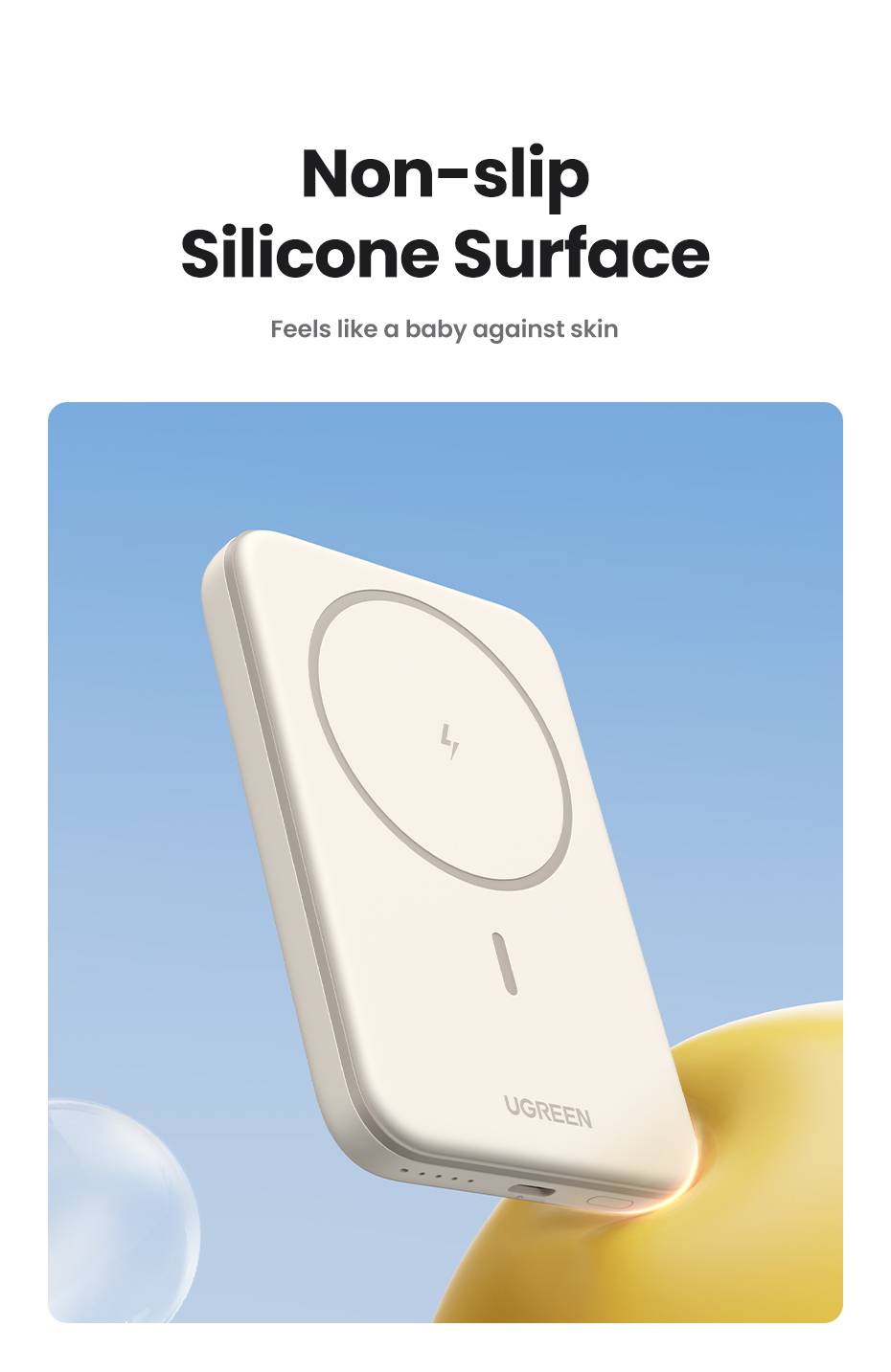 Ugreen 25208 powerbank 10000 mAh Draadloos opladen Beige