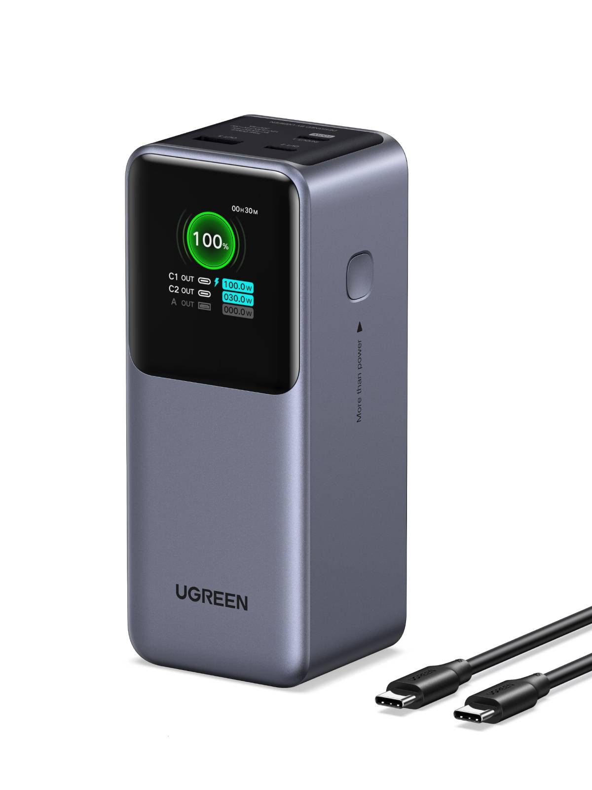 Ugreen 20000mAh 130W Fast Charging Powerbank Lithium Grijs