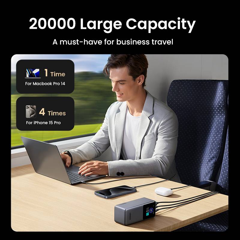 Ugreen 20000mAh 130W Fast Charging Powerbank Lithium Grijs