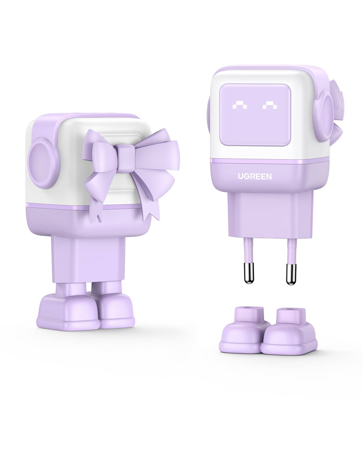 Ugreen Nexode RG 65W 3-Port GaN Mobiele computer, Mobiele telefoon, Muis, Laptop, Powerbank, Telefoon Roze AC Snel opladen Binnen