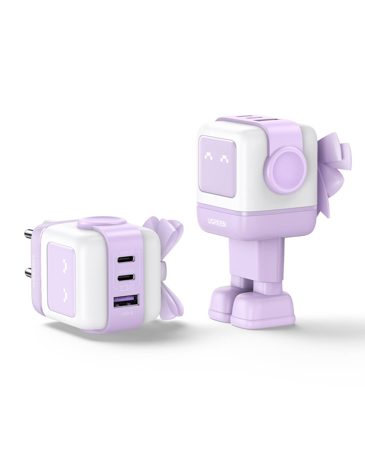 Ugreen Nexode RG 65W 3-Port GaN Mobiele computer, Mobiele telefoon, Muis, Laptop, Powerbank, Telefoon Roze AC Snel opladen Binnen