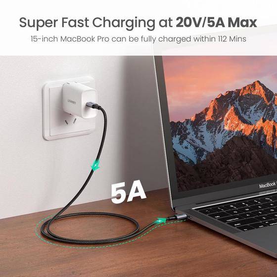 Ugreen 70429 USB-kabel 1 m USB C 0,48 Gbit/s 100 W Zwart