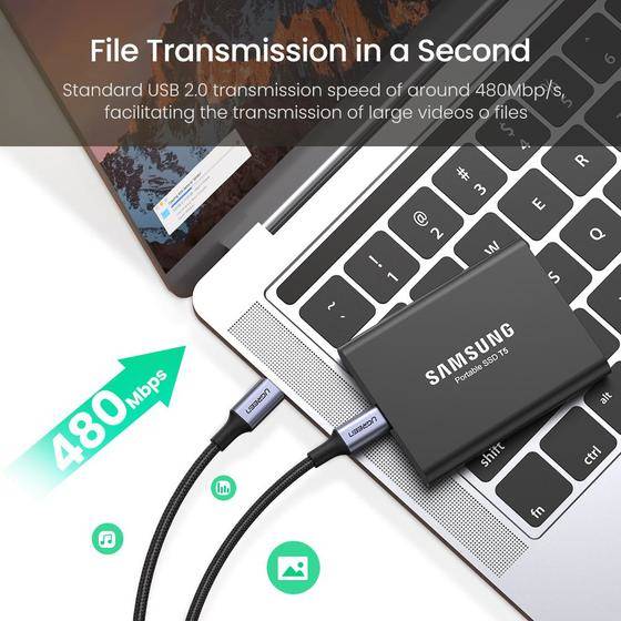 Ugreen 70429 USB-kabel 1 m USB C 0,48 Gbit/s 100 W Zwart