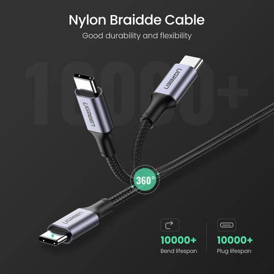 Ugreen 70429 USB-kabel 1 m USB C 0,48 Gbit/s 100 W Zwart