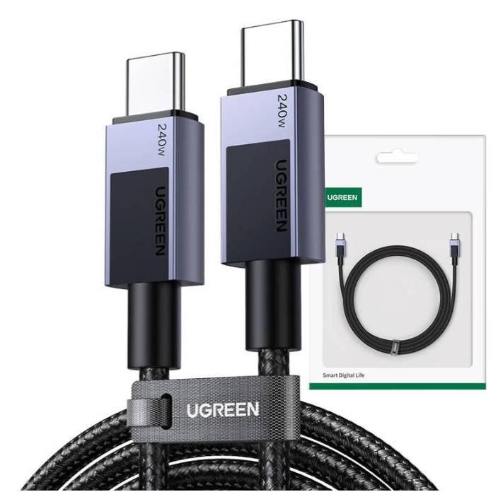 Ugreen 45068 USB-kabel 2 m USB C 0,48 Gbit/s 240 W Zwart, Grijs