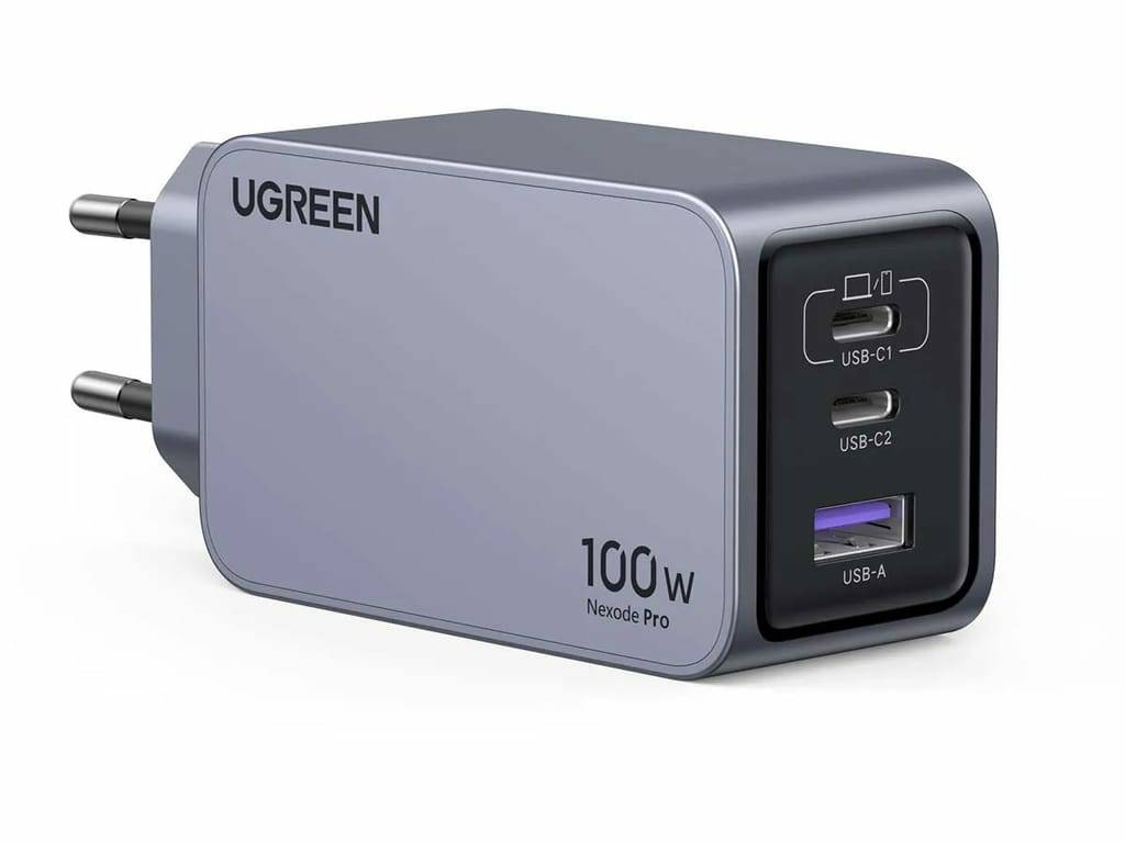 Ugreen Nexode Pro EU 3-Port GaN PD Fast Charger With USB-C Cable Universeel Zwart, Grijs AC Snel opladen Binnen