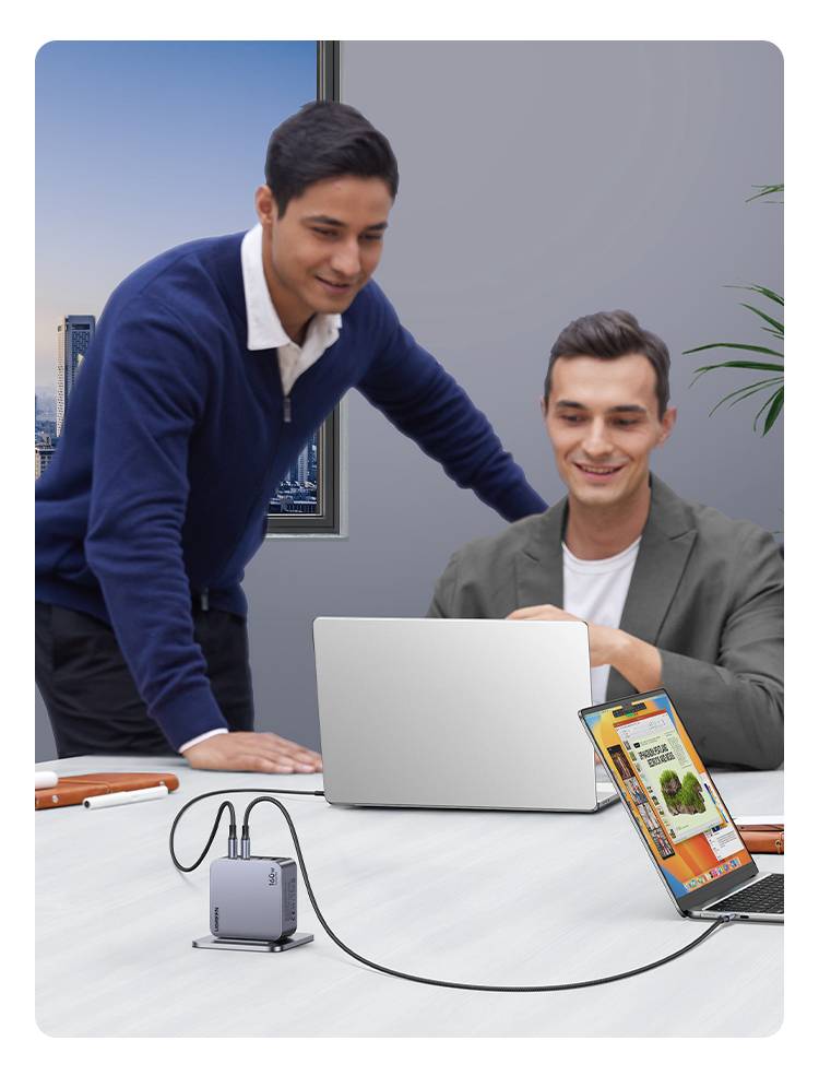 Ugreen Nexode Pro 160W GaN Charger with USB-C Cable Universeel Zwart, Grijs AC Snel opladen Binnen