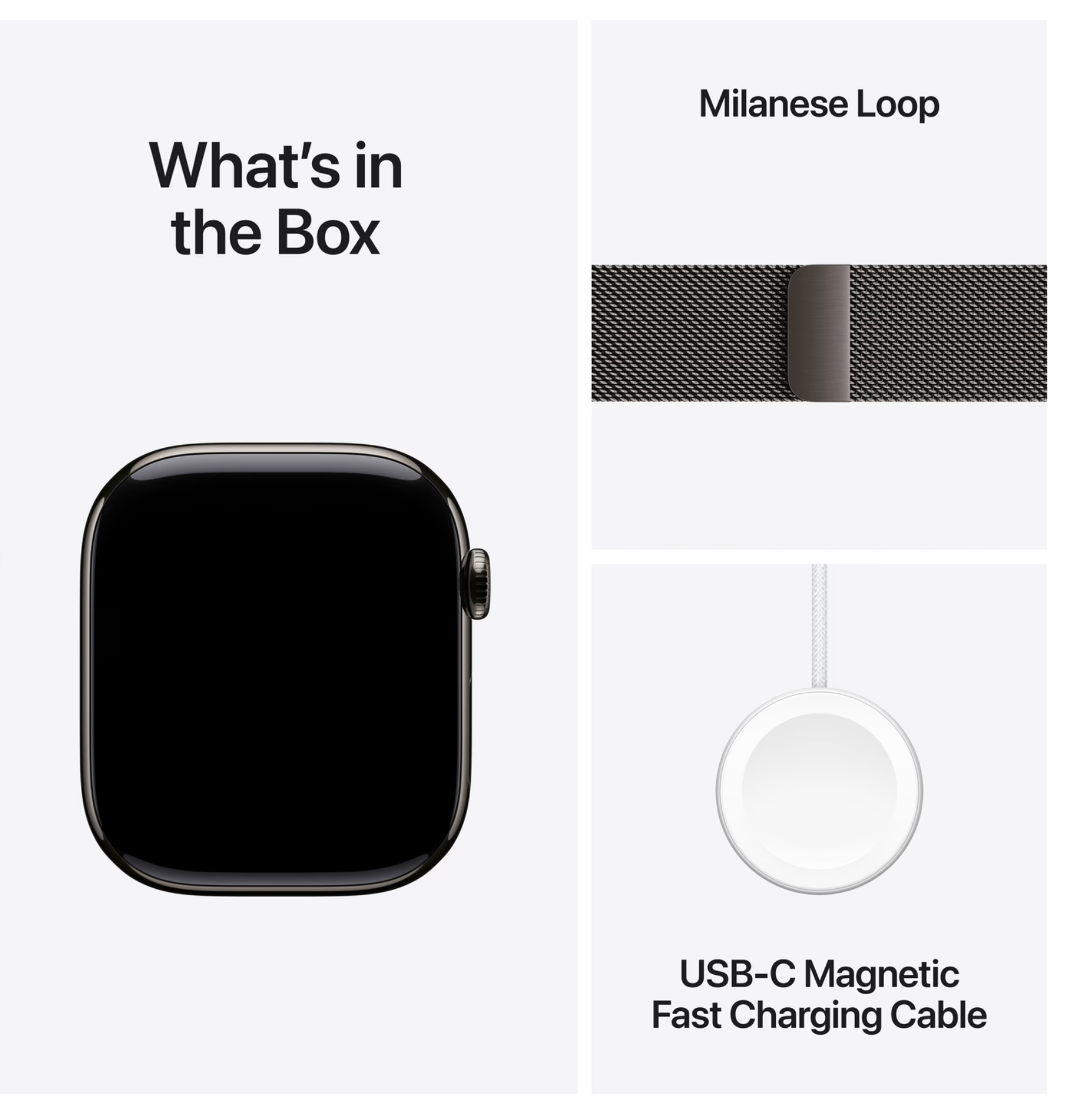 Apple Watch Series 10 4G 46mm Titanium Zwart Milanese Band S/M
