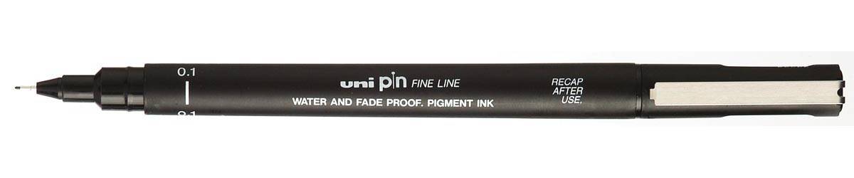 Uni Pin fineliner, ronde punt, 0,1 mm, zwart