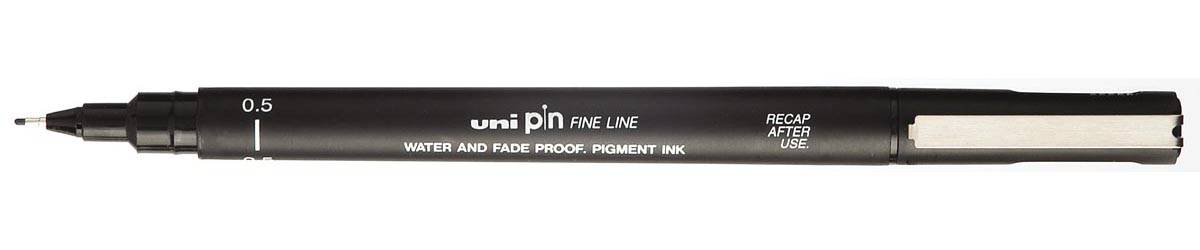 Uni Pin fineliner, ronde punt, 0,5 mm, zwart