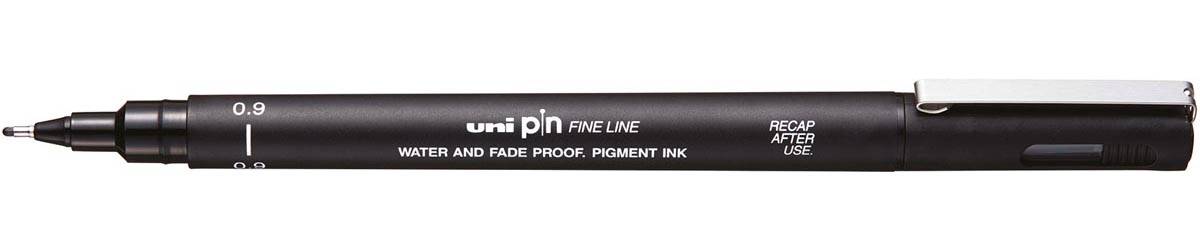 Uni Pin fineliner, ronde punt, 0,9 mm, zwart