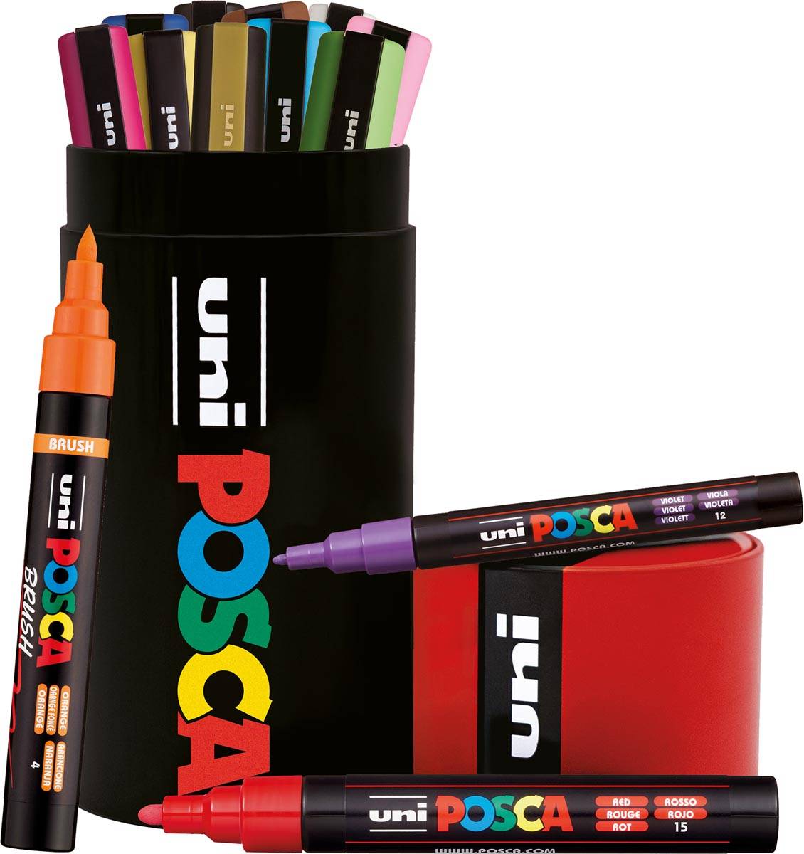 Uni Posca paintmarker, assorti, metalen koker van 13 stuks