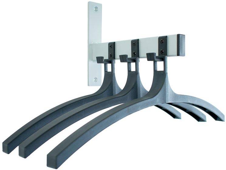 V-part wandgarderobe, 3 haken met hangers