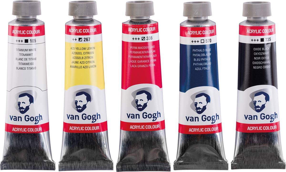 Van Gogh acrylverf, primaire mengset van 5 x 40 ml