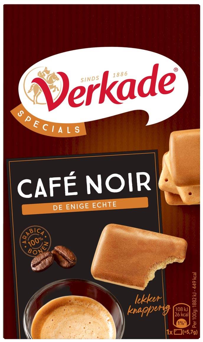 Verkade Cafe Noir koekjes, doos van 175 gram