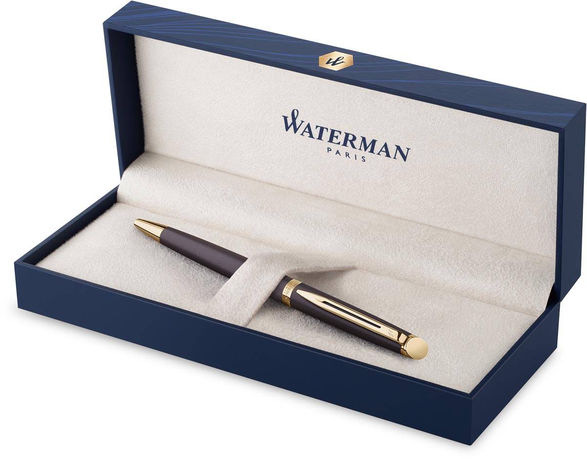 Waterman Hémisphère Metalic balpen, medium, zwart GT, giftbox