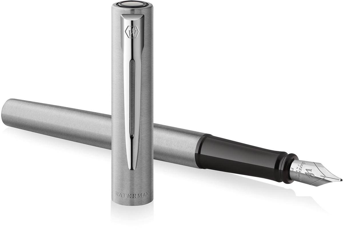 Waterman vulpen Allure Chrome fijne punt, inclusief 6 inktpatronen, op blister