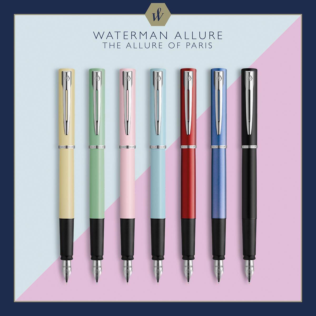 Waterman vulpen Allure Pastel fijne punt, inclusief 6 inktpatronen, op blister