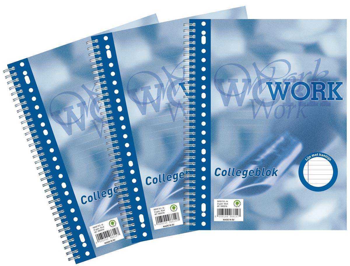 Work collegeblok, ft A4, gelijnd, 80 vel