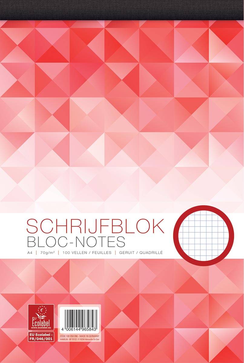 Work schrijfblok, ft A4, 70 g/m², 100 vel, geruit 5 mm