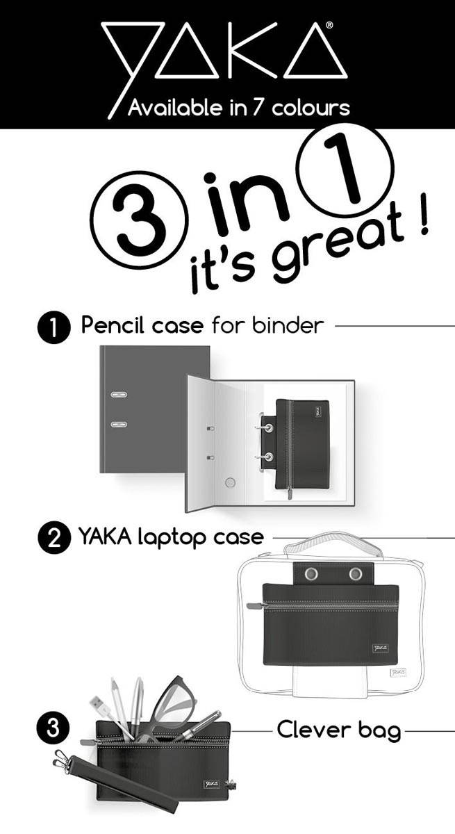 Yaka etui 3 in 1 kit, zwart