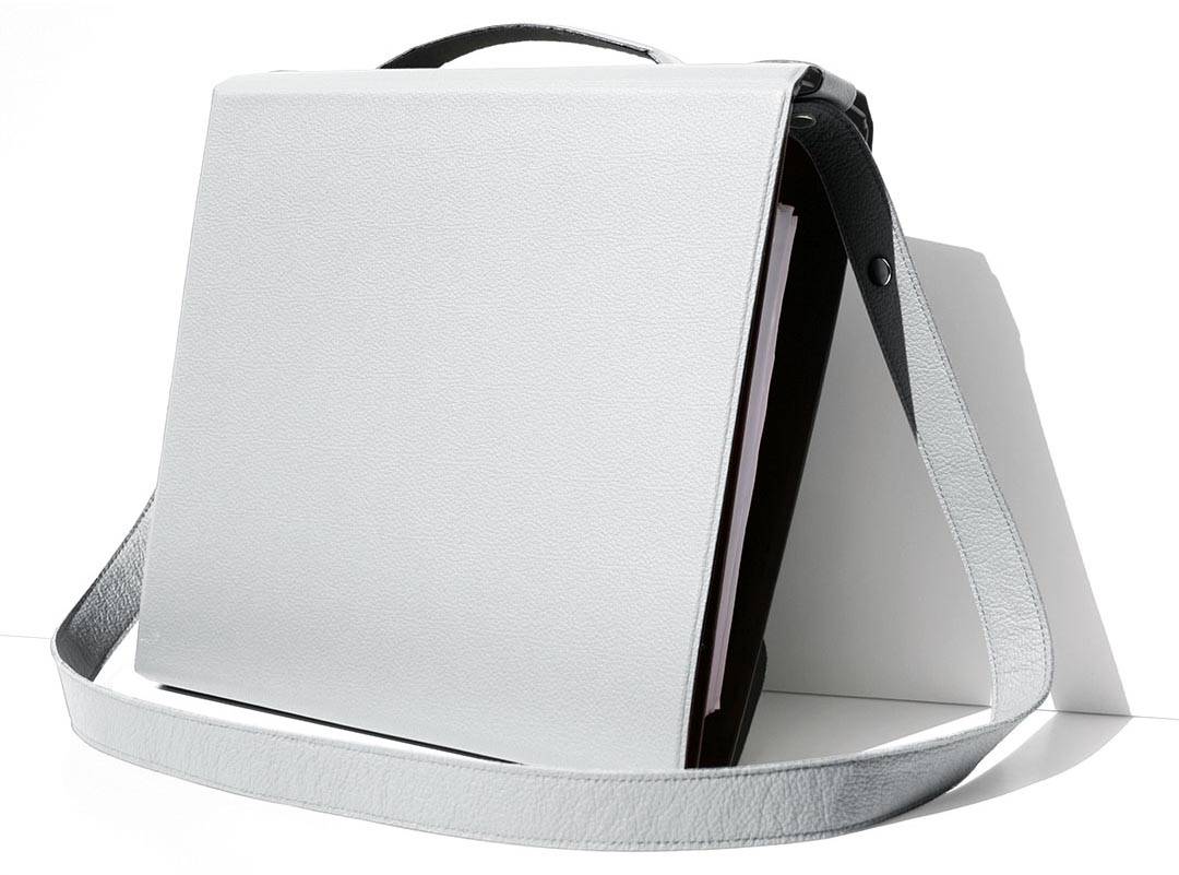 Yaka mappendrager, wit leder