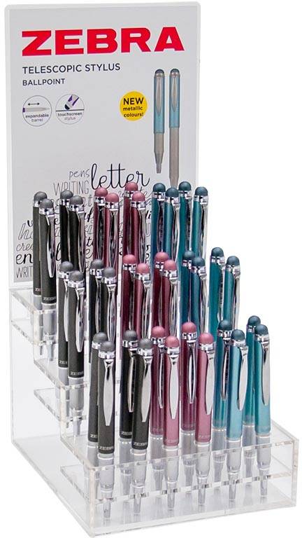 ZEBRA balpen-stylus, telescopisch, geassorteerde kleuren