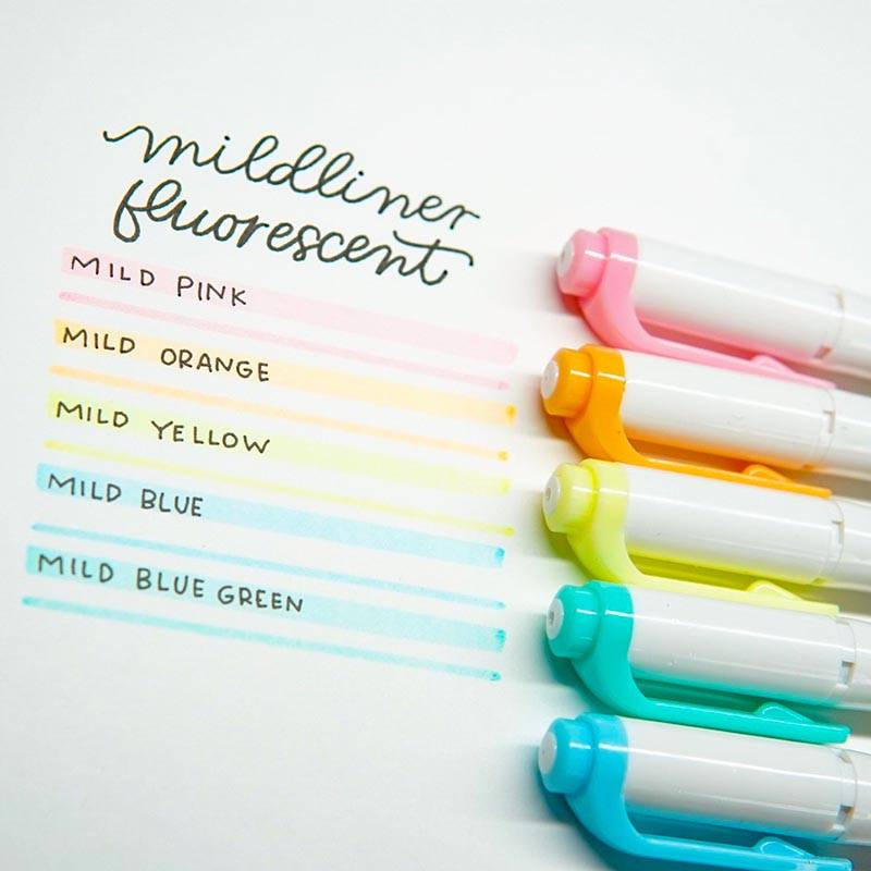 ZEBRA MILDLINER markeerstift, dubbele punt, Fluor, etui van 5 stuks, in geassorteerde kleuren