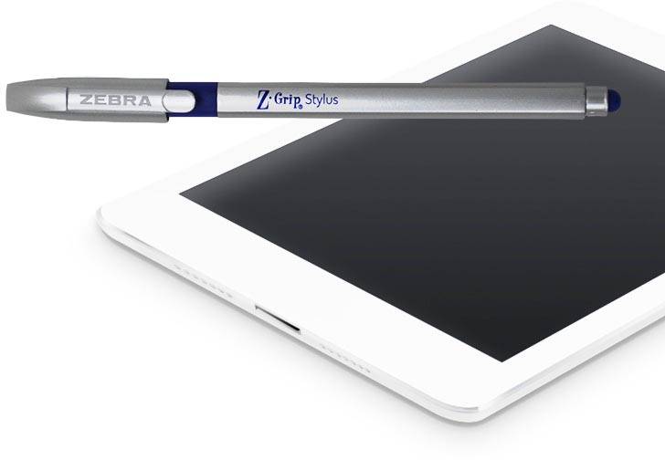 ZEBRA Z-grip balpen-stylus, inkt blauw, zilver lichaam